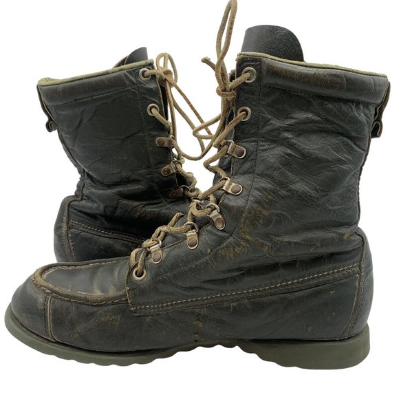 VTG TED WILLIAMS Leather Lace Up Moc Toe Boots Mens Size 8. #30